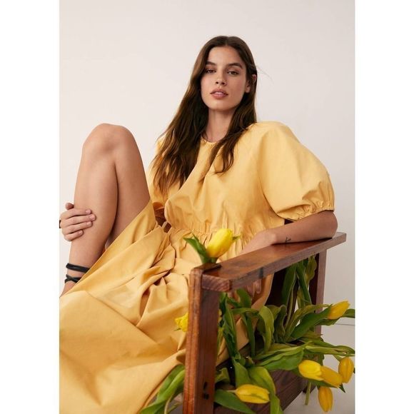 Mango Poplin Voluminous Dress Pockets New - Picture 6 of 9